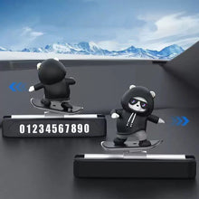 Skating Panda – Cute Dashboard Toy with Parking Phone Number Plate (Skating Car Panda)