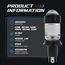 Fidi H4 LED Projector Headlight – 16000LM, IP68 Waterproof, Mini Bi-Led for Car, Bike & Truck (Set of 1)