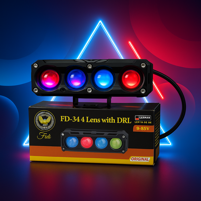 FD-34 4-Lens Fog Lamp with DRL — Red & Blue DRL Modes