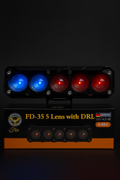 FIDI FD-35 5 Lens LED Fog Light with DRL | Powerful Foglamp for Bikes & Cars