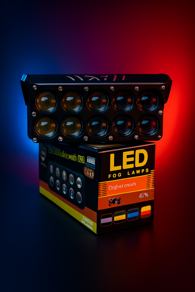 FD-50 Premium 10 Lens LED Fog Light | Red DRL | White & Yellow Dual Beam | High-Power Auxiliary Lamp